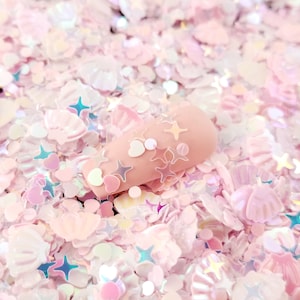 Mermaid Pink Mixed Shape Iridescent Glitter, 3-8mm Resin Supplies Kawaii Glitter, Resin Embellishment, Slime Supplies, Nail Art Deco