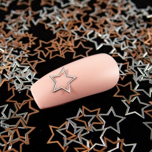 6mm Silver Toned Metal Kawaii 5 Point Star Cabochons, Cute Nail Art Cabs, Resin Charms, Galaxy Space Star Resin Shaker Embellishments