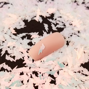 Opal Flash Lightning Bolt Iridescent Glitter, 7mm Resin Supplies Kawaii Glitter, Resin Embellishment, Slime, Nail Art Glitter