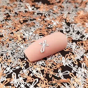 7mm Silver Toned Metal Cross Cabochons, Cute Nail Art Cabs, Cross Charm for Resin, Resin Shaker Embellishments