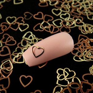 5mm Gold Toned Metal Heart Cabochons, Cute Nail Art Cabs, Valentines Day Charms, Resin Shaker Embellishment, Heart for Nails