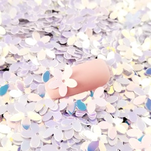 Pale Purple Flower Blossom Iridescent Flower Sequins Glitter, 10mm Resin Supplies Glitter, Resin Mold Embellishment, Slime, Nail Art Glitter