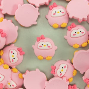 5 cabochons miniatures de pingouins roses, cabochons d'animaux en résine 22 mm, embouts d'embellissement de moule shaker, décoration nail art, slime, animaux de maison de poupée