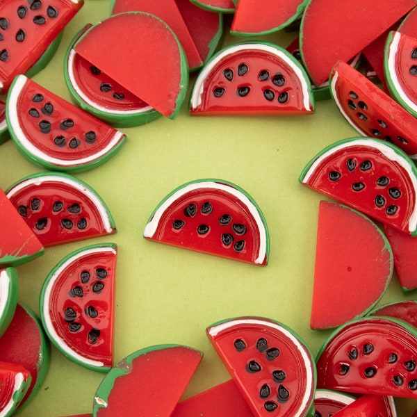 10 Small Watermelon Slice Cabochons, Resin Fruit Cabochon, Shaker Mold Embellishment Shaker Bits, Nail Art Charms, Miniature Dollhouse Fruit