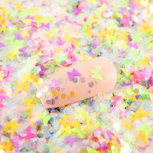Opal Dream Dust Mixed Shape Butterfly Hex Iridescent Glitter, Resin Supplies Glitter, Epoxy UV Resin Embellishment, Slime Supply Nail Art