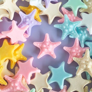 5 Pastel Starfish Cabochons, 38mm Resin Ocean Cabs, Shaker Embellishments, Scapbooking Dollhouse Supply, Mermaid Water Decoration Charm Mini