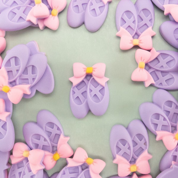 5 Miniature Purple Ballerina Shoe Cabochons, Resin Princess Cabs, Shaker Mold Embellishment, Slime, Tumblers, Pointe Shoe Doll Slipper Cabs