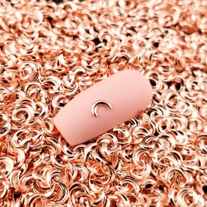 4mm Rose Gold Toned Metal Moon Cabochons, Cute Nail Art Cabs, Charm Resin, Embellishment, Resin Charms, Resin Add-on, Kawaii Decoden Moons