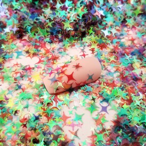 Dreamy Kelpie Green Mix Iridescent Star Glitter, 2-6mm Resin Supplies Kawaii Decoden Clear Glitter, Epoxy UV Resin Embellishment, Nail Art
