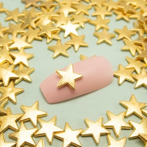 10 Gold Toned Metal Star Cabochons, 8mm Cute Nail Art Cabs, Space Resin Embellishment Floating Charm Shaker Resin Add-on, Jewelry Galaxy