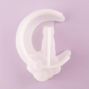 95mm Luna Cat Cloud Moon Silicone Mold, Kawaii Casting Mold For UV Resin, Trinket Tray Mold, Epoxy Resin, DIY Decoden Crafting