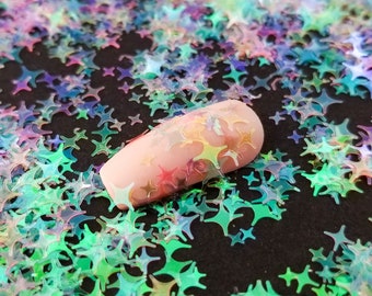 Dreamy Cotton Candy  Mix Iridescent Star Glitter, 2-6mm Resin Supplies Kawaii Decoden Clear Glitter, Epoxy UV Resin Embellishment, Nail Art