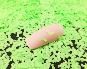 Matte Neon Green Bat Glitter, Halloween Glitter, 5mm Resin Supplies Kawaii Glitter, Resin Embellishment, Slime Supplies, Nail Art Decoden