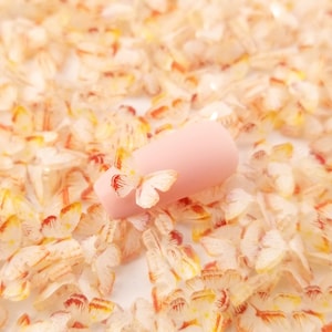 8mm Sun Orange Butterfly Resin Cabochon, Moth Shaker Mold Embellishment Shaker Bits, Kawaii Nail Butterflies, Tiny Butterfly Bug Cabs