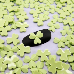 10 cabochons miniatures trèfle vert, embouts pour shaker en résine 9 mm, décoration pour ongles, slime, trèfle de maison de poupée, Saint-Patrick