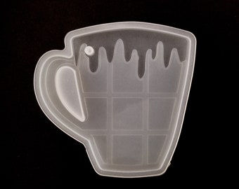 69mm Hot Chocolate Cup Tag Pendant Silicone Mold, Resin Casting Mold For UV Resin, Epoxy Keychain Jewelry Making, DIY Deco Drink Tag Mold