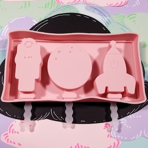 3 Piece Large Space Theme Popsicle, Ice cream, Cakesicle Food Safe Silicone Mold, Fondant Mold Cake Decoration, Epoxy UV Resin, Dessert Mold