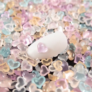 100 6mm Assorted Pastel Translucent Heart Cabochons, Resin Shaker Mold Embellishment Bits, Heart Cabochon, Nail Art Hearts, Resin Add-ons