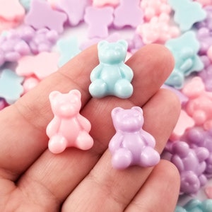 10 Assorted 20mm Resin Gummy Bear Cabochons, Teddy Bear Fake Candy Embellishment Shaker Bits, Resin Candy Cabochons, Cotton Candy Cabochons
