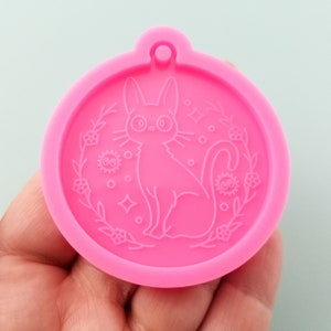 49x56mm Kitten Charm Cat Ornament Tag Pendant Silicone Mold, Ornament Mold For UV Resin, Epoxy Keychain Jewelry Making, Decoden Crafting