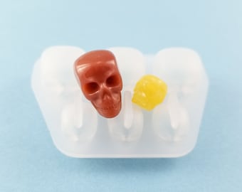 Tiny Assorted Halloween Skulls Miniature Silicone Mold, Resin Casting Mold UV Resin, Embellishment Epoxy Nail Art Crafts, Decoden Crafting