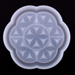 116mm Textured Flower of Life Scalloped Coaster Silicone Mold, Casting Mold For UV Resin Epoxy Jewelry Making, DIY Crafting Decoden Mold