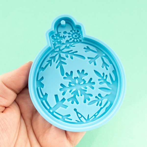 86x69mm Snowflake Christmas Tree Ornament Tag Pendant Silicone Mold, Ornament Mold For Epoxy Resin, Keychain Jewelry, Decoden Crafting