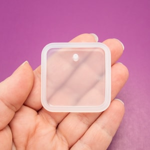 41mm Bevel Edged Square Tag Pendant Silicone Charm Mold, Resin Casting Mold For UV Resin, Epoxy Keychain Jewelry Making, DIY Decoden