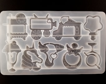 Assorted Shaker Set Silicone Mold, Resin Casting Mold For UV Resin, Epoxy Embellishment Jewelry Making, Quicksand Mold, DIY Decoden Crafting