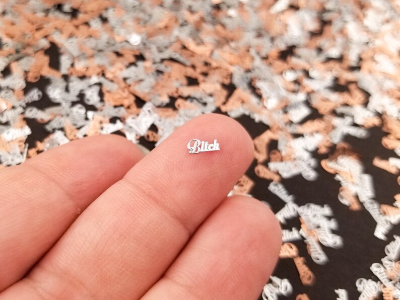 6mm Silver Toned Metal Kawaii Bitch Word Cabochons, Cute Nail Art Cabs, Resin Charms, Bitch Resin Shaker Embellishments image 2