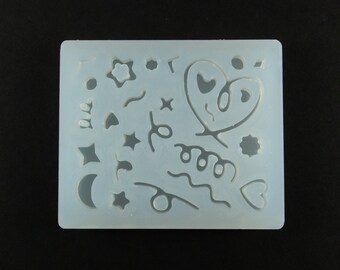 Squiggly Cabochon Shaker Bits Silicone Mold, Resin Casting Mold For UV Resin, Embellishment Epoxy Nail Art Crafts, Decoden Star Moon hearts