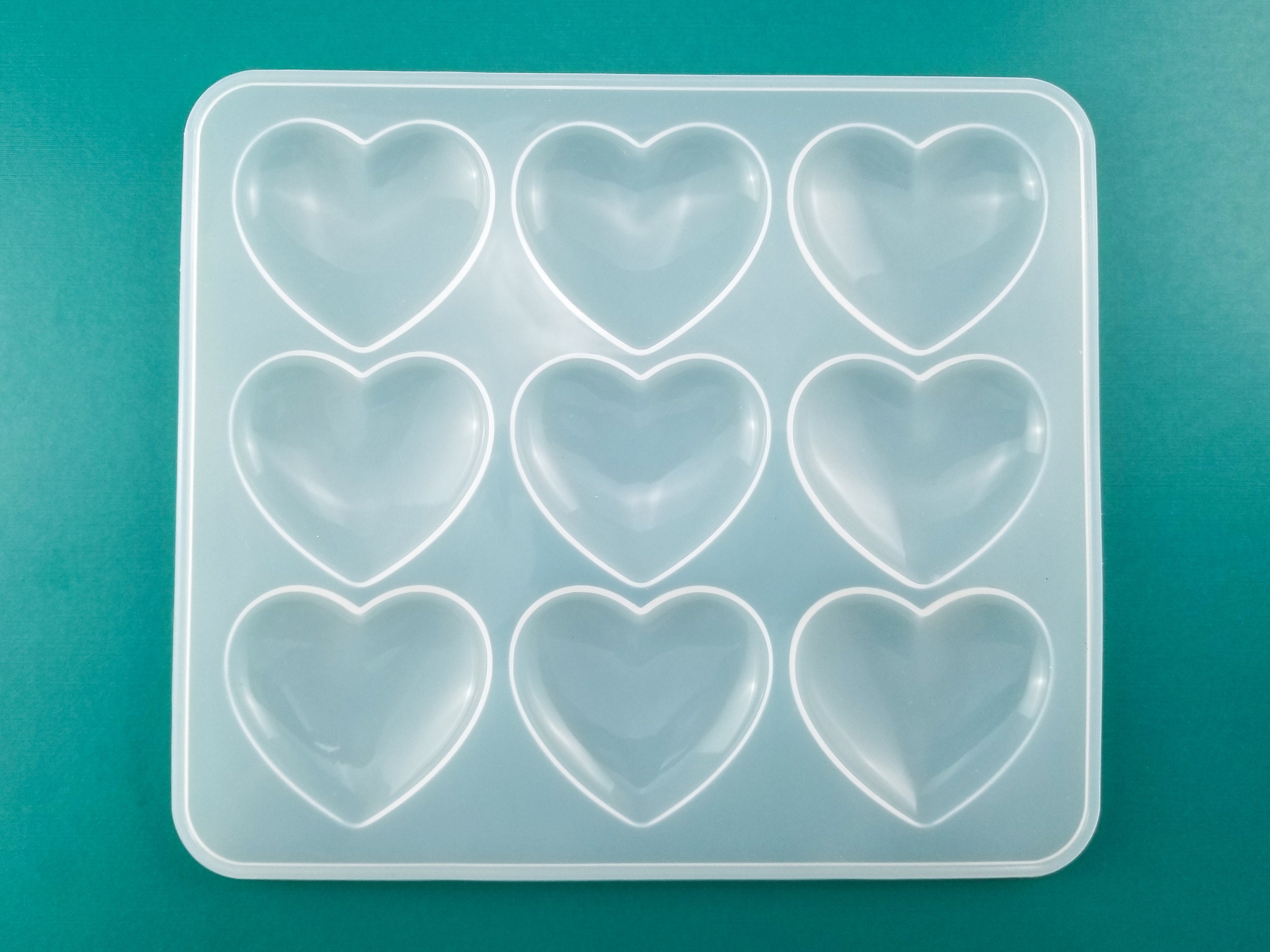 Shiny Puffy Heart Silicone Mold, Clear Puffy Heart Silicone Mold (9  Cavity), Transparent Shiny Mold, UV Resin Mould, Resin Cabochon DIY