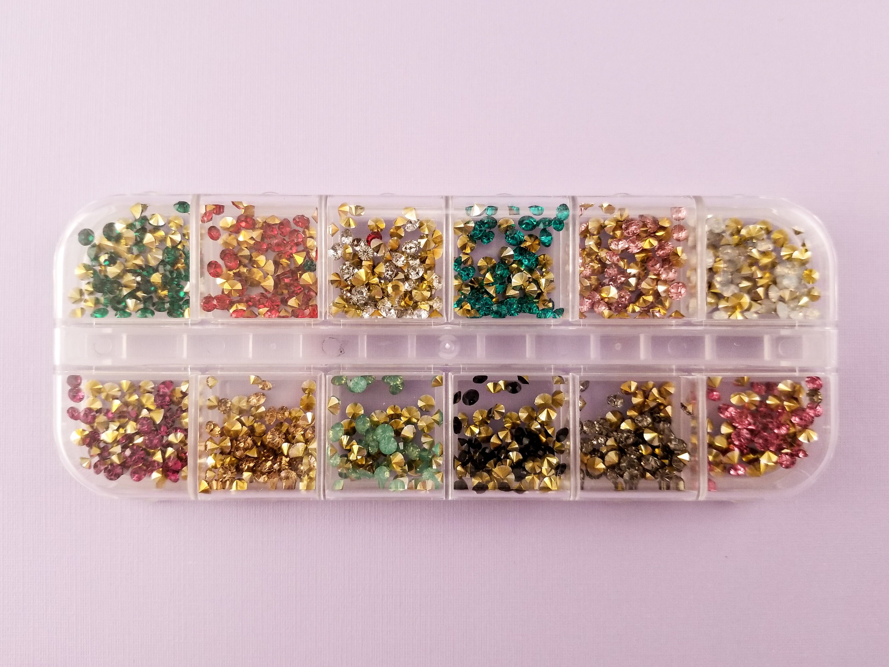 3mm Assorted Glass Micro Rhinestone Kit Box, Mixed Color Nail Art ...