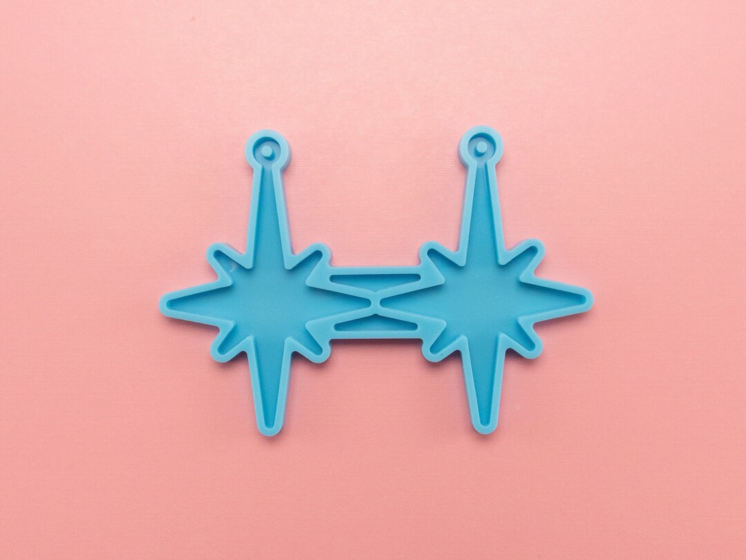 56mm Compass Starburst Star Charm Set Silicone Mold, Resin Casting Mold for Resin Epoxy Keychain