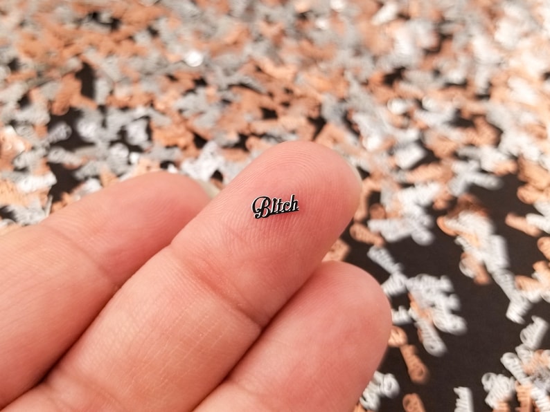 6mm Silver Toned Metal Kawaii Bitch Word Cabochons, Cute Nail Art Cabs, Resin Charms, Bitch Resin Shaker Embellishments image 3