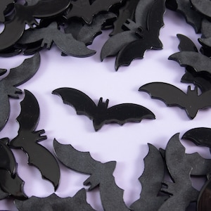 5 Miniature Black Bat Cabochons, 45mm Resin Halloween Cabs, Shaker Mold Embellishment Bits, Halloween Decorations, Slime, Dollhouse Animals