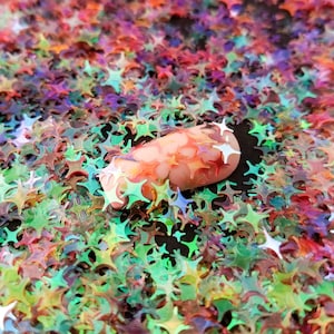 Dreamy Rainbow Mix Iridescent Star Glitter, 2-6mm Resin Supplies Kawaii Decoden Clear Glitter, Epoxy UV Resin Embellishment, Nail Art