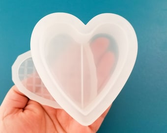 Large Heart Shaped Box Silicone Mold with Lid, Valentine Casting Mold For UV Resin, Trinket Box Mold, 2 Piece Mold, DIY Decoden Crafting