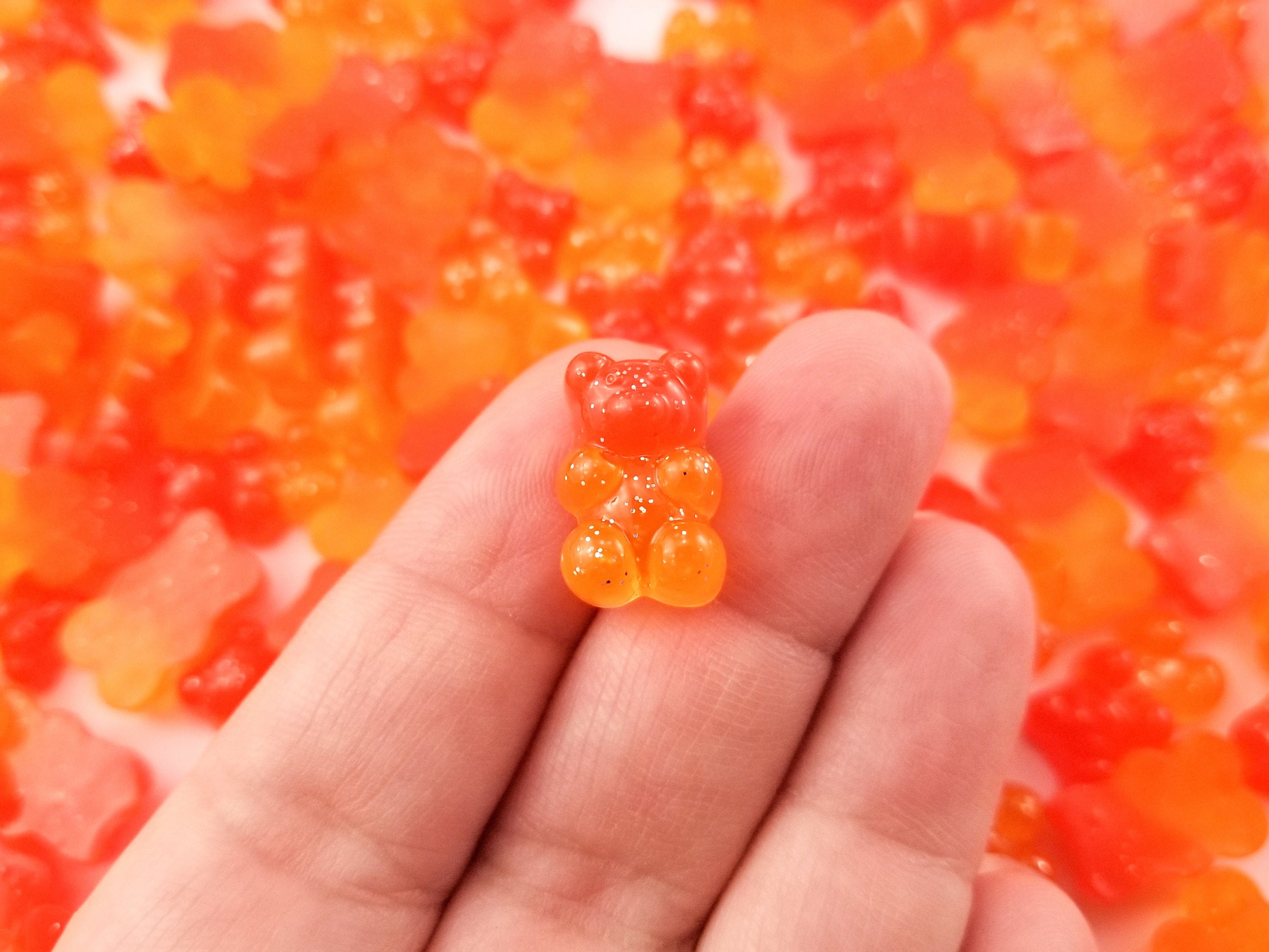 Shameless Toy CARAMEL BOY 7 ソフビ 未使用品 パチ 10 Red Orange 18mm Resin Glitter Gummy Bear Cabochon, Fake Candy