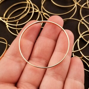 5 Real 14k Gold Plated 40mm Brass Circle Linking Rings, Mini Open Bezel/Frame UV Epoxy Resin, Jewelry Findings, Polymer Clay Crafts