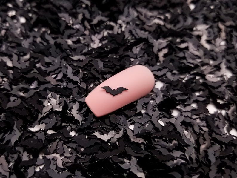 Black Bat Glitter, Halloween Glitter, 2x8mm Resin Supplies Kawaii Decoden Glitter, Resin Embellishment, Slime Supplies, Nail Art Decoden