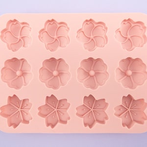 12 piece Sakura Cherry Blossom Flower Silicone Mold, Resin Casting Mold Resin, Embellishment Epoxy Crafts Tumbler Mold, Floral Food-grade