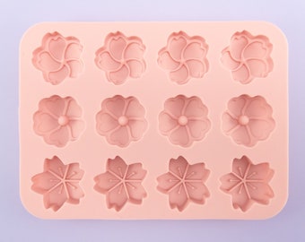 12 piece Sakura Cherry Blossom Flower Silicone Mold, Resin Casting Mold Resin, Embellishment Epoxy Crafts Tumbler Mold, Floral Food-grade