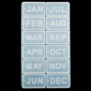Calendar Months Tag Charm Silicone Mold, Resin Casting Mold For UV Resin, Epoxy Jewelry Making, DIY Decoden Crafting, Clear Tag Pendant Mold