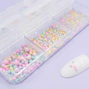 1 Pastel Macaron Rainbow Assorted Resin Nonpareil Kit Box, Mixed Color Nail Art Charms, Fake Sprinkle Manicure Decoration Decoden Tiny Pearl