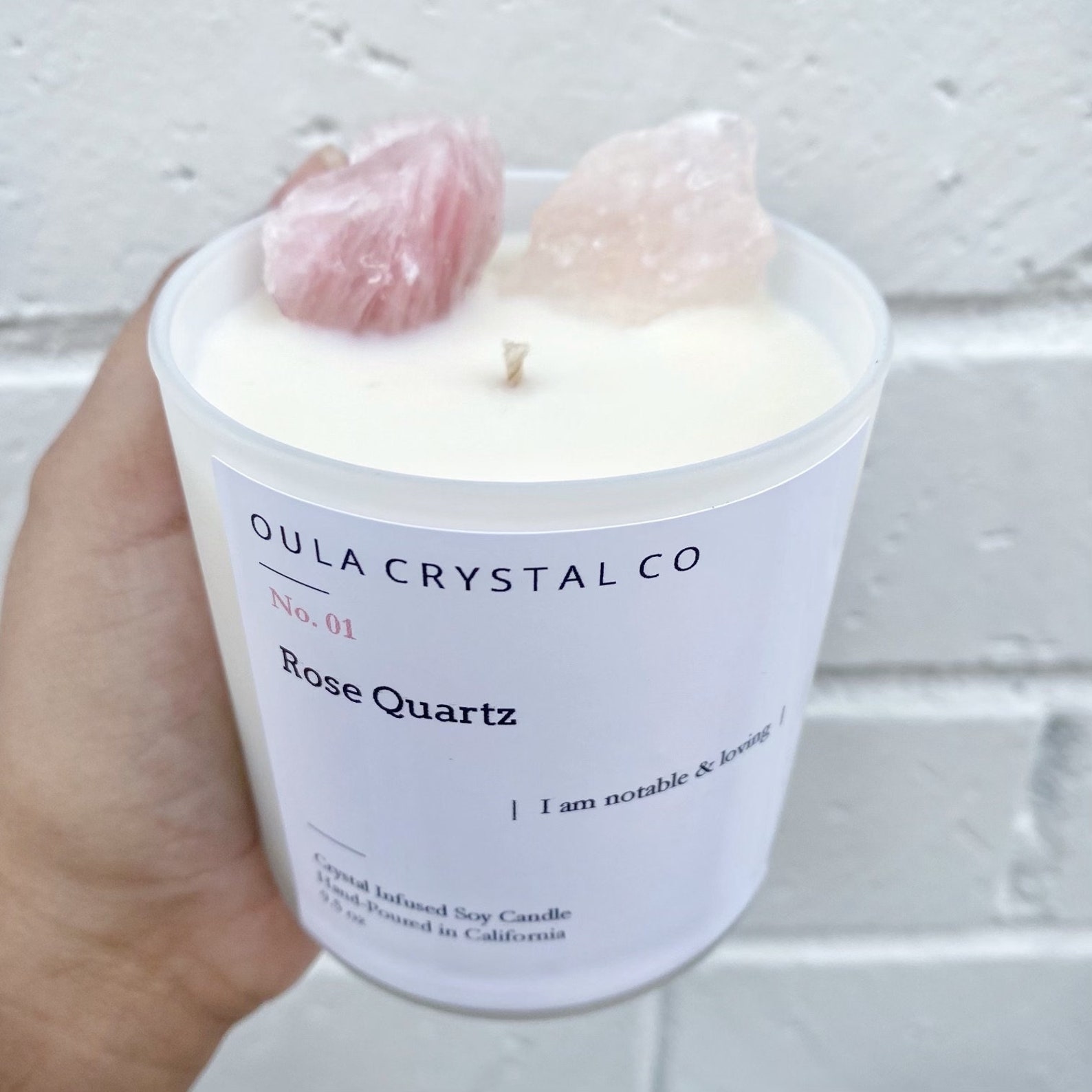 Rose Quartz Crystal Candle Intentional Healing Spiritual Etsy