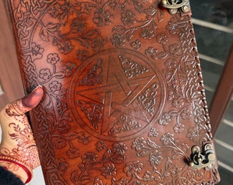 Personalized Leather Pentagram Binder: 3-Ring Journal, Tarot Card Holder