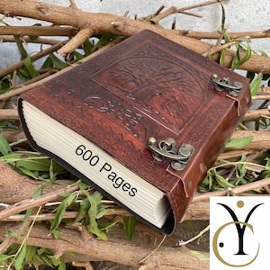 Grande diario in pelle con albero della vita da 600 pagine, grande quaderno in pelle, regalo di Natale fatto a mano, quaderno in pelle, diario in vera pelle