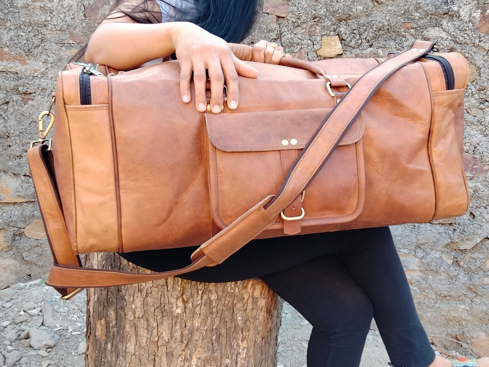 Leather Duffel Bag Men Personalized Duffle Bag Overnight Etsy