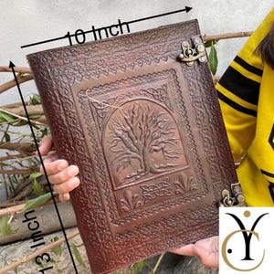 Journal personnalisé en cuir, très grand journal arbre de vie 200/400, carnet de notes personnel en papier fait main pour écrire un journal en cuir fait main